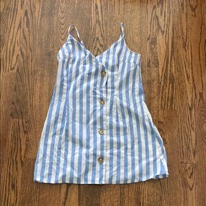 Blue and White Striped Button-Down Dress
